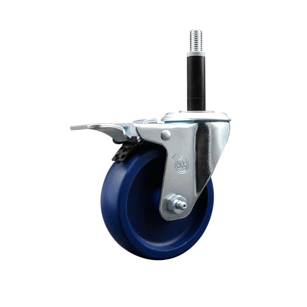 4'' Solid Poly Swivel 3/4'' Expanding Stem Caster Total Lock Brake